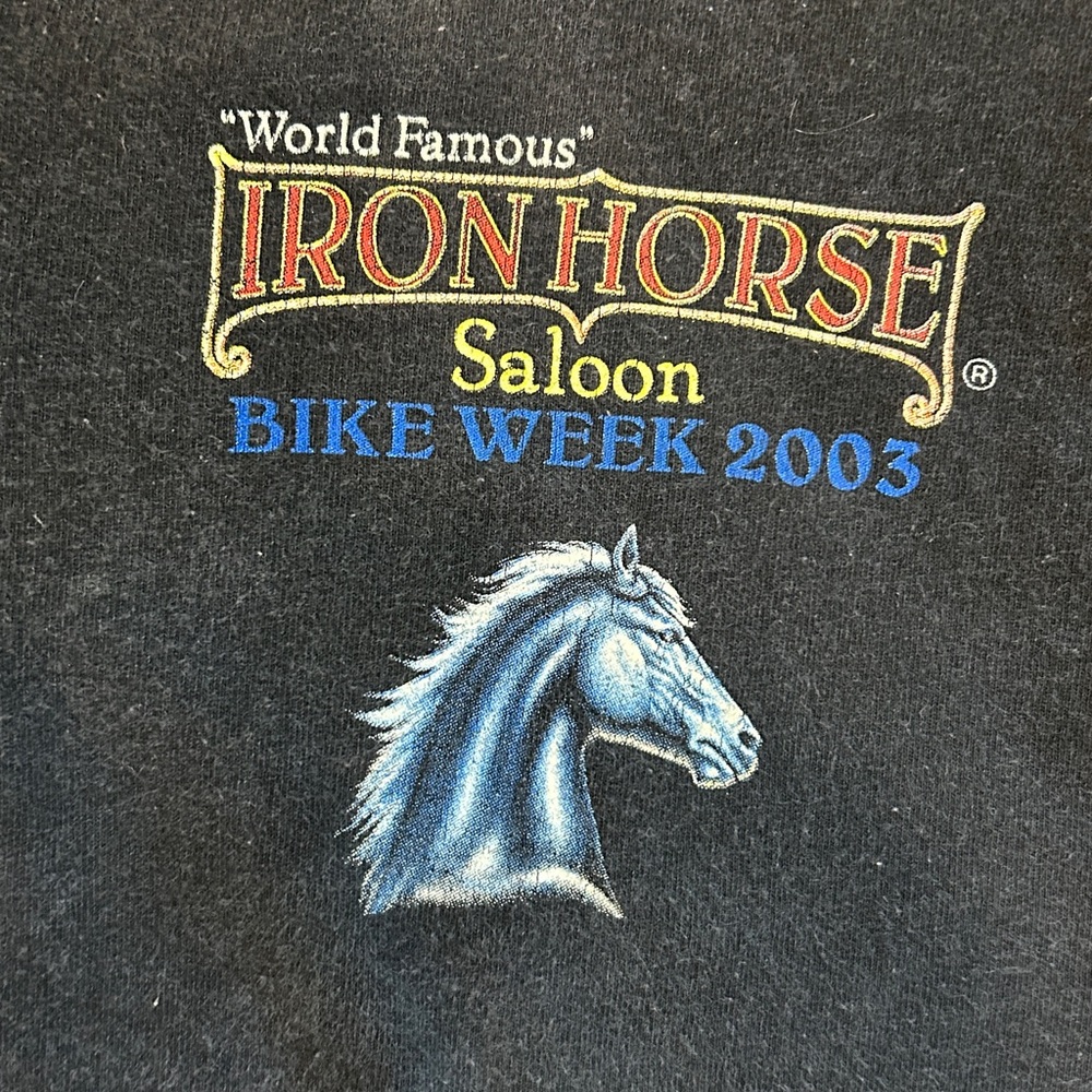 Vintage 2003 "World Famous" Iron Horse Saloon Bike Week long-sleeve shirt Size S - Picture 9 of 11